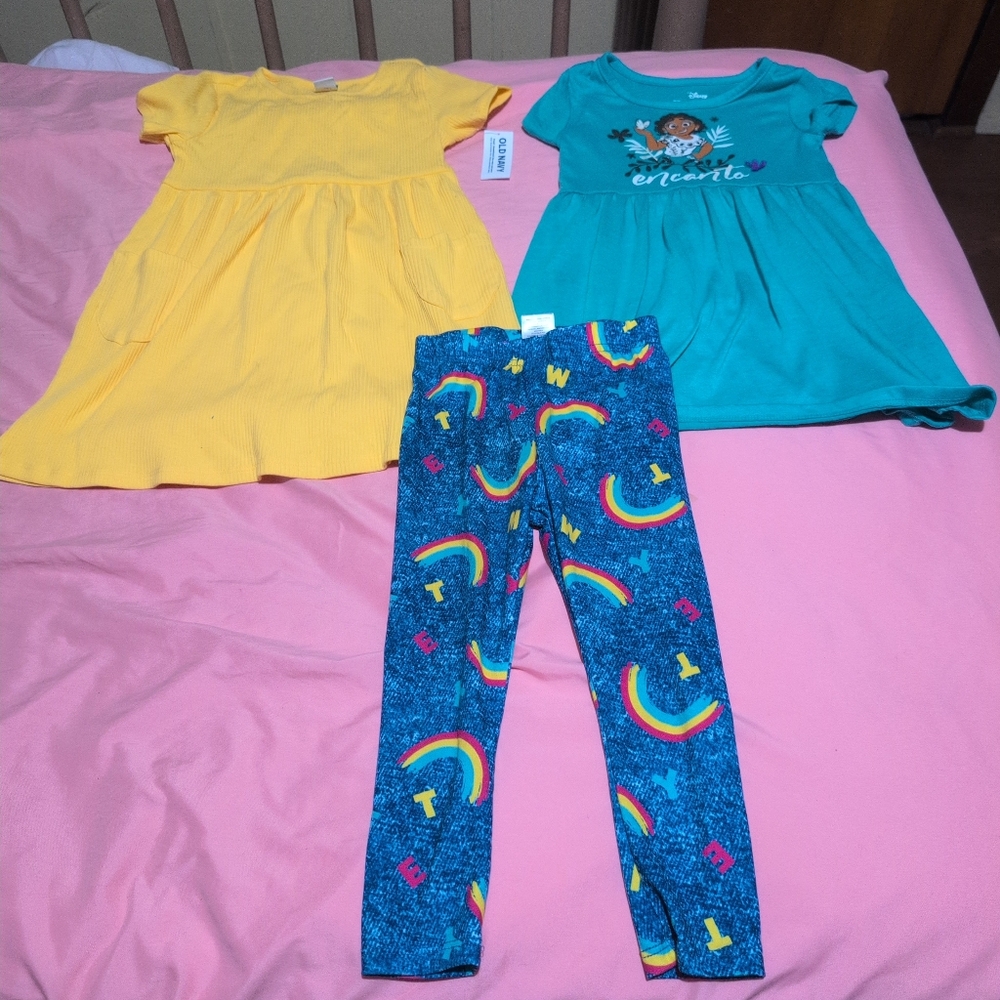 Girls 3t Dresses And Leggings Lot